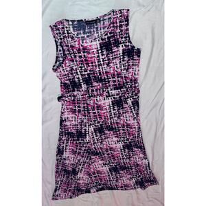 Abstract multicolor sleeveless dress NINA LEONARD womens size L